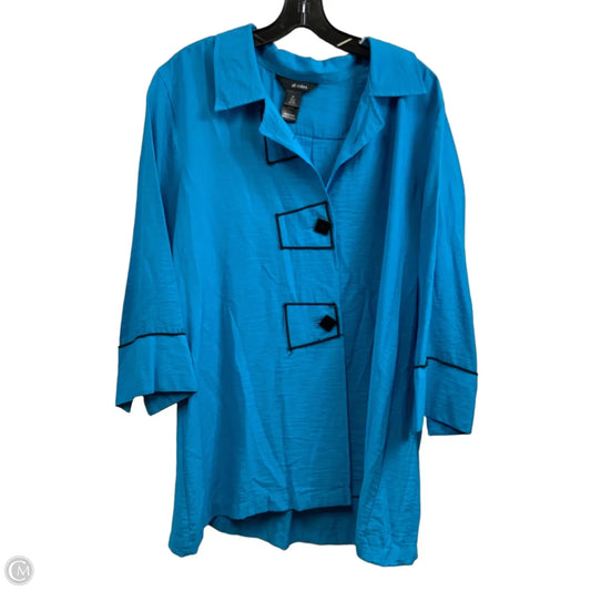 Blouse 3/4 Sleeve By Ali Miles In Blue, Size: Xl