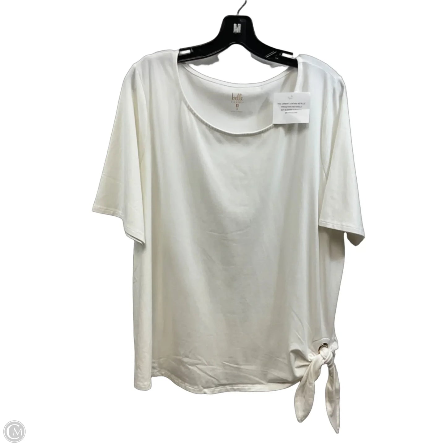 Top Short Sleeve By Belle By Kim Gravel In White, Size: 1x