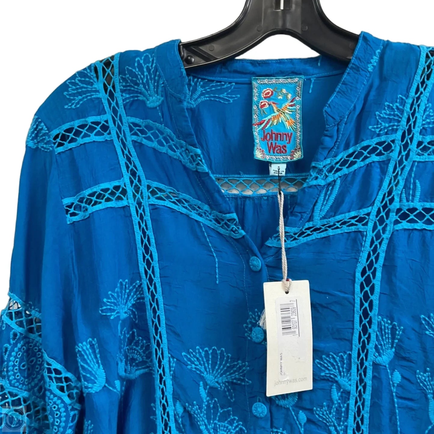 Blouse 3/4 Sleeve By Johnny Was In Blue, Size: S