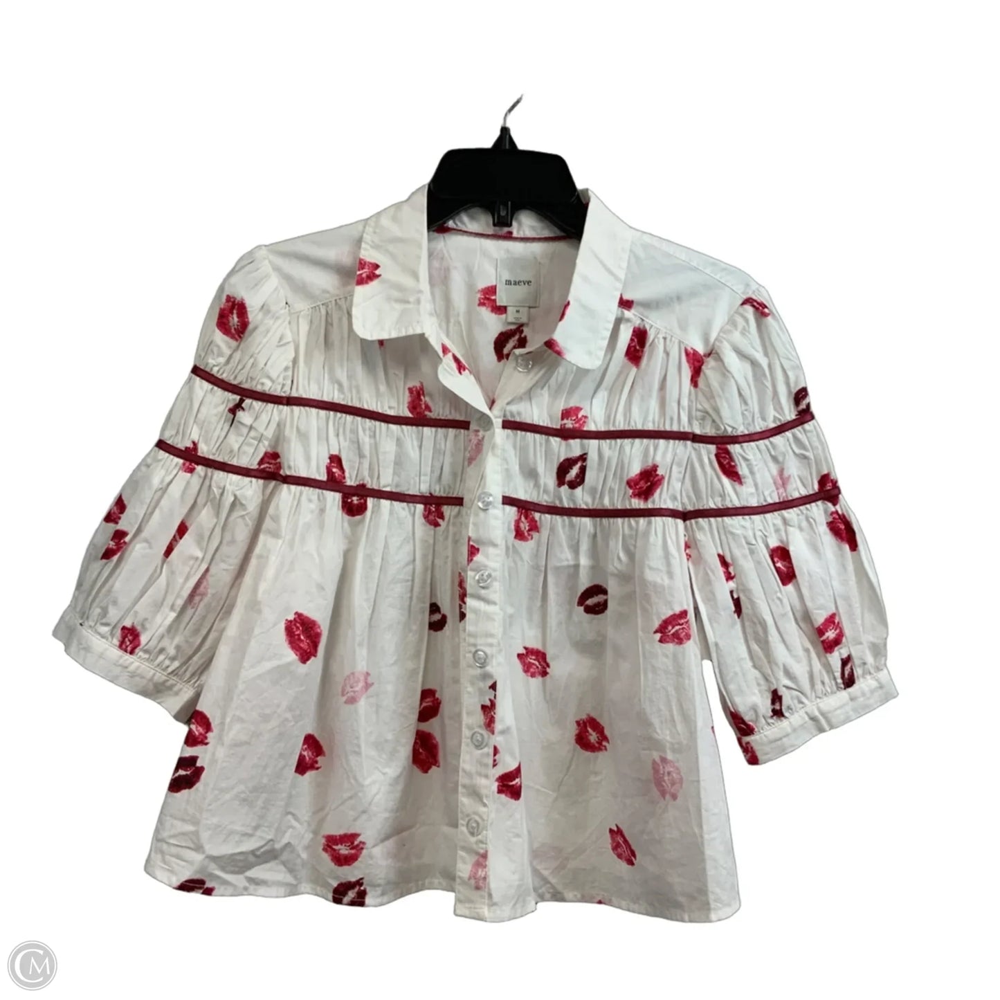 Blouse Short Sleeve By Maeve In White, Size: M