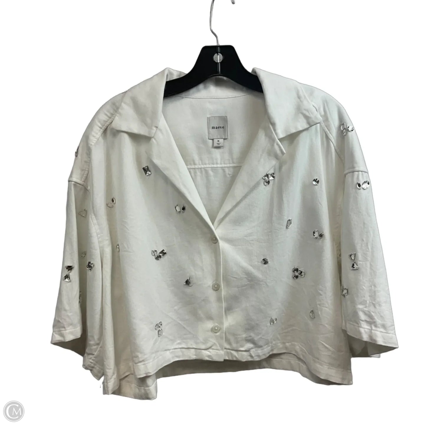 Blouse Short Sleeve By Maeve In White, Size: M