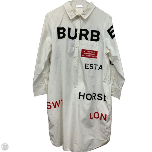 Dress Luxury Designer By Burberry In White, Size: M