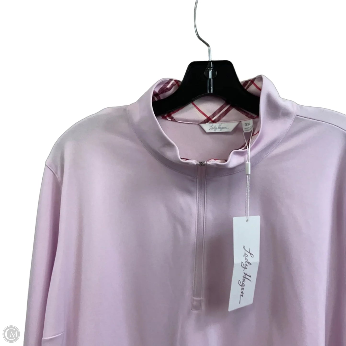 Athletic Top Long Sleeve Collar By Lady Hagen In Pink, Size: 3x
