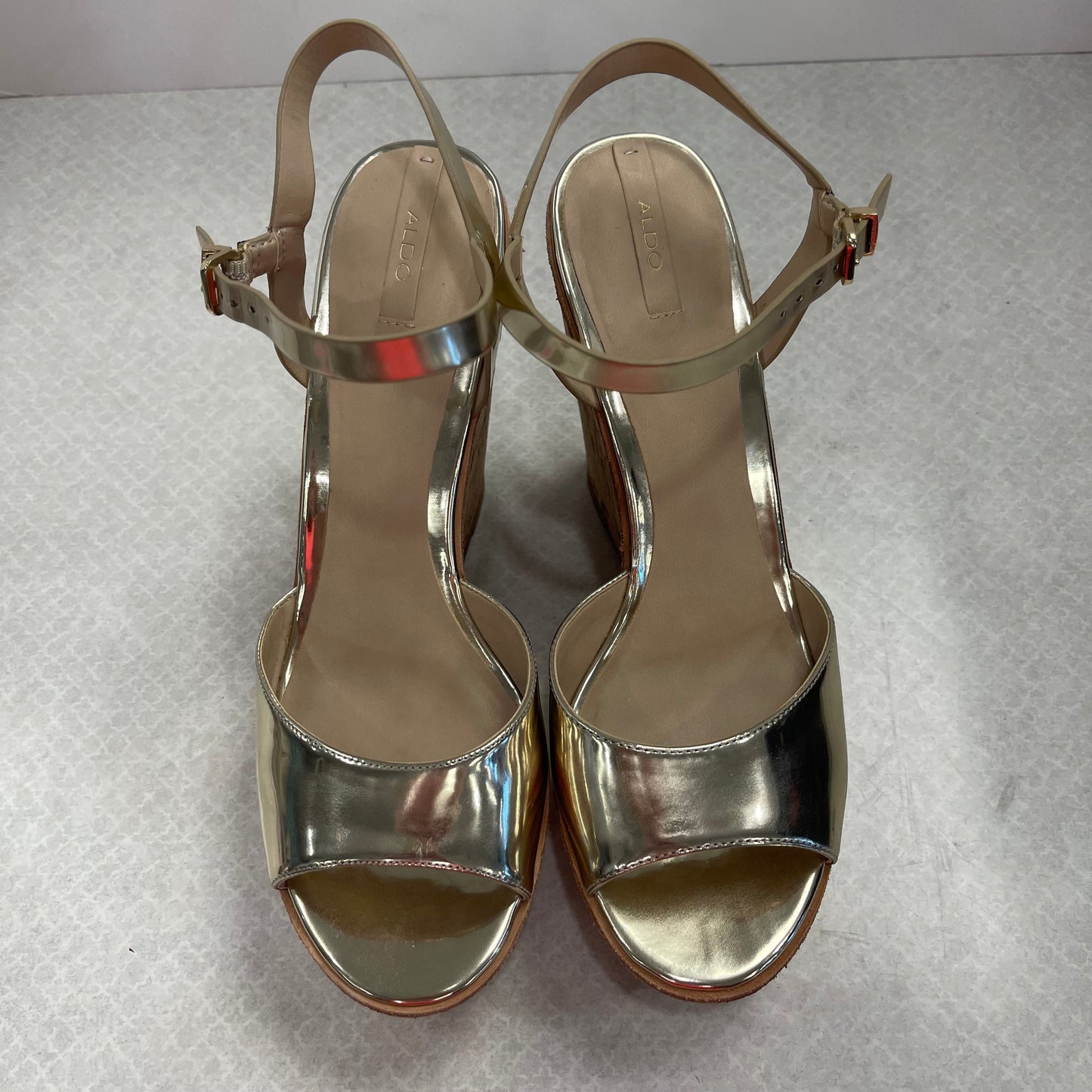 Gold Shoes Heels Wedge Aldo, Size 10