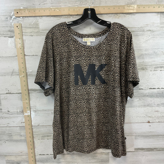 Brown Top Short Sleeve Michael By Michael Kors, Size 3x