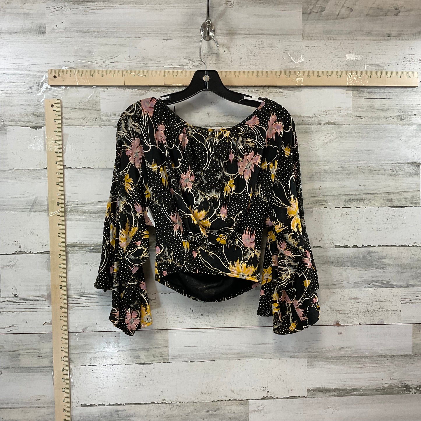 Black & Yellow Top Long Sleeve Free People, Size Xs