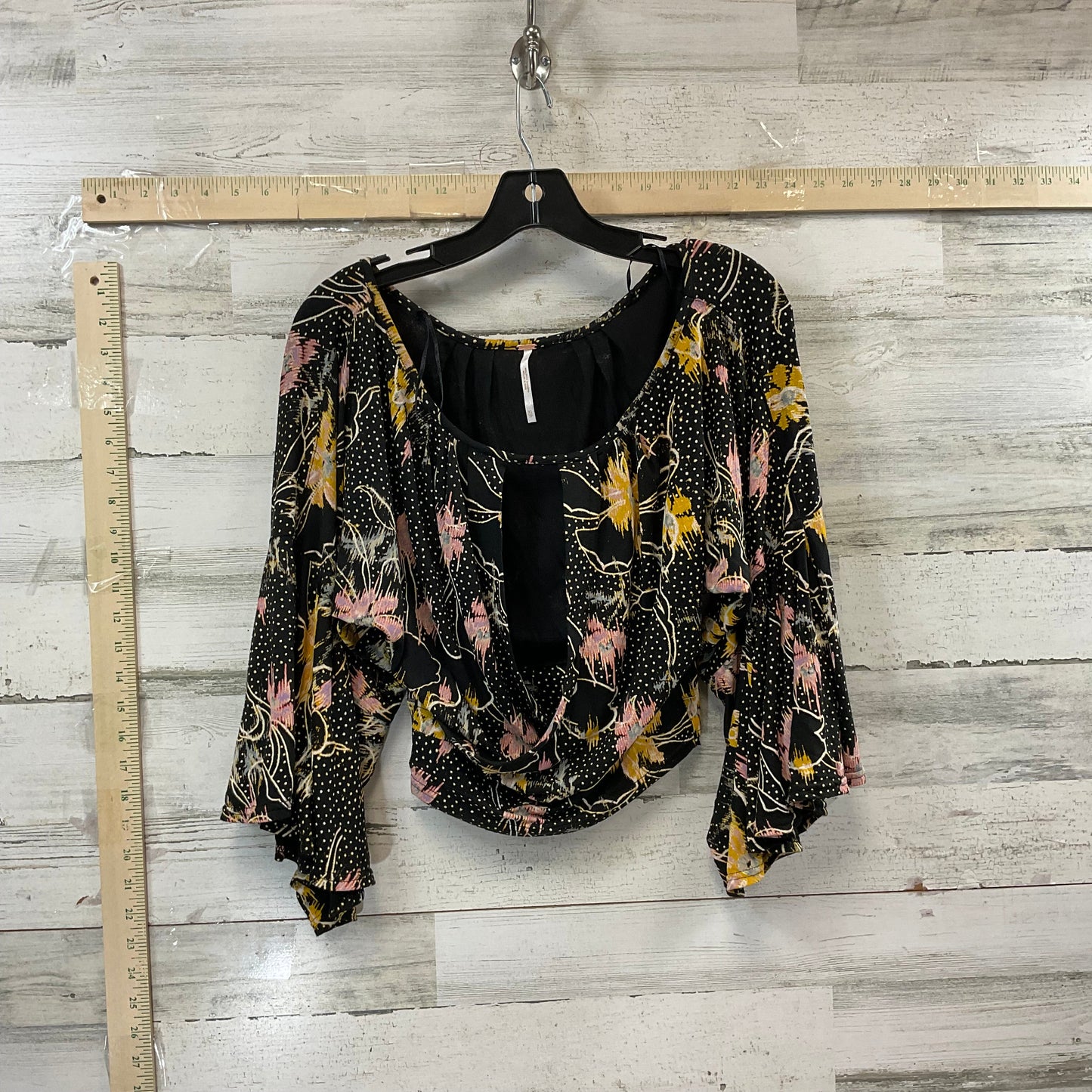 Black & Yellow Top Long Sleeve Free People, Size Xs