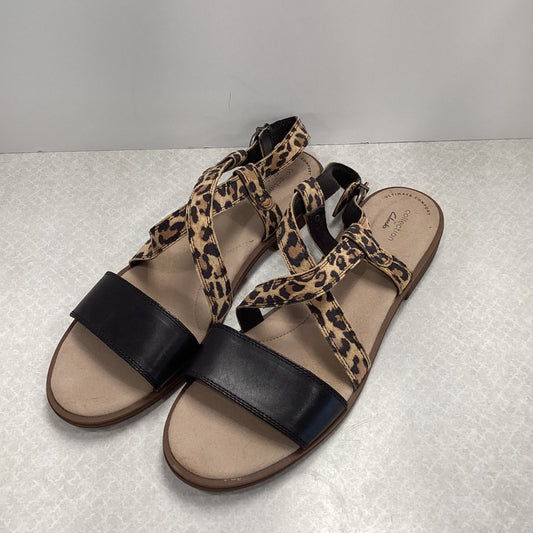 Animal Print Sandals Flats Clarks, Size 12