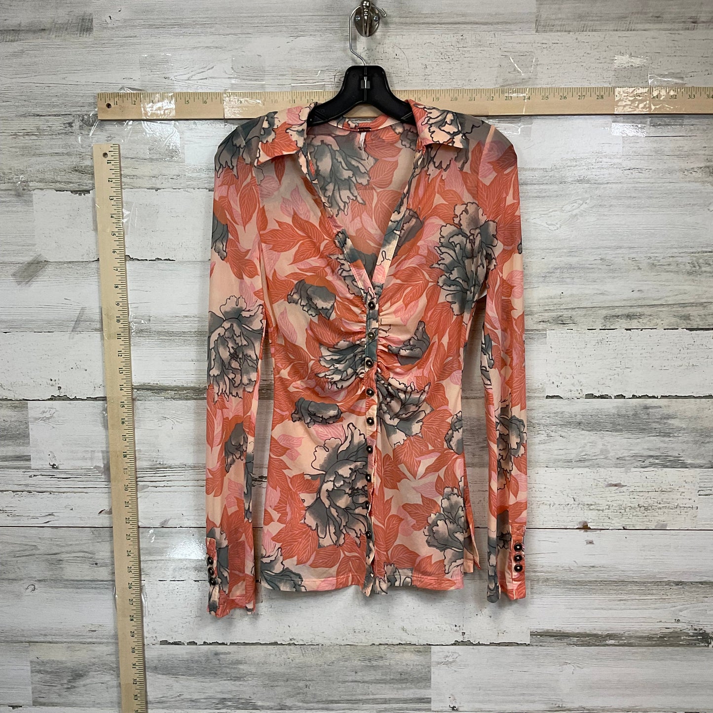 Peach Blouse Long Sleeve Free People, Size Xs