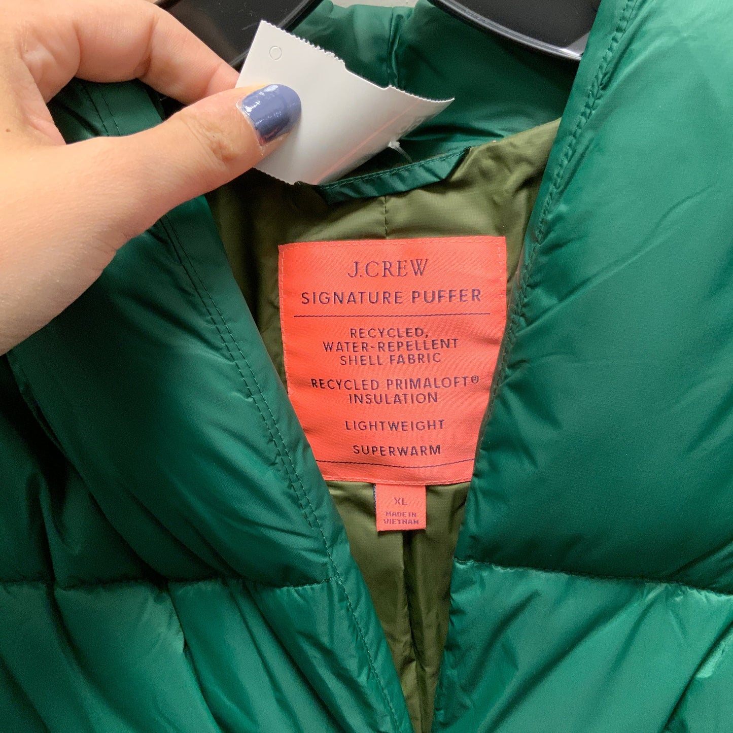 Coat Puffer & Quilted By J. Crew In Green, Size: Xl