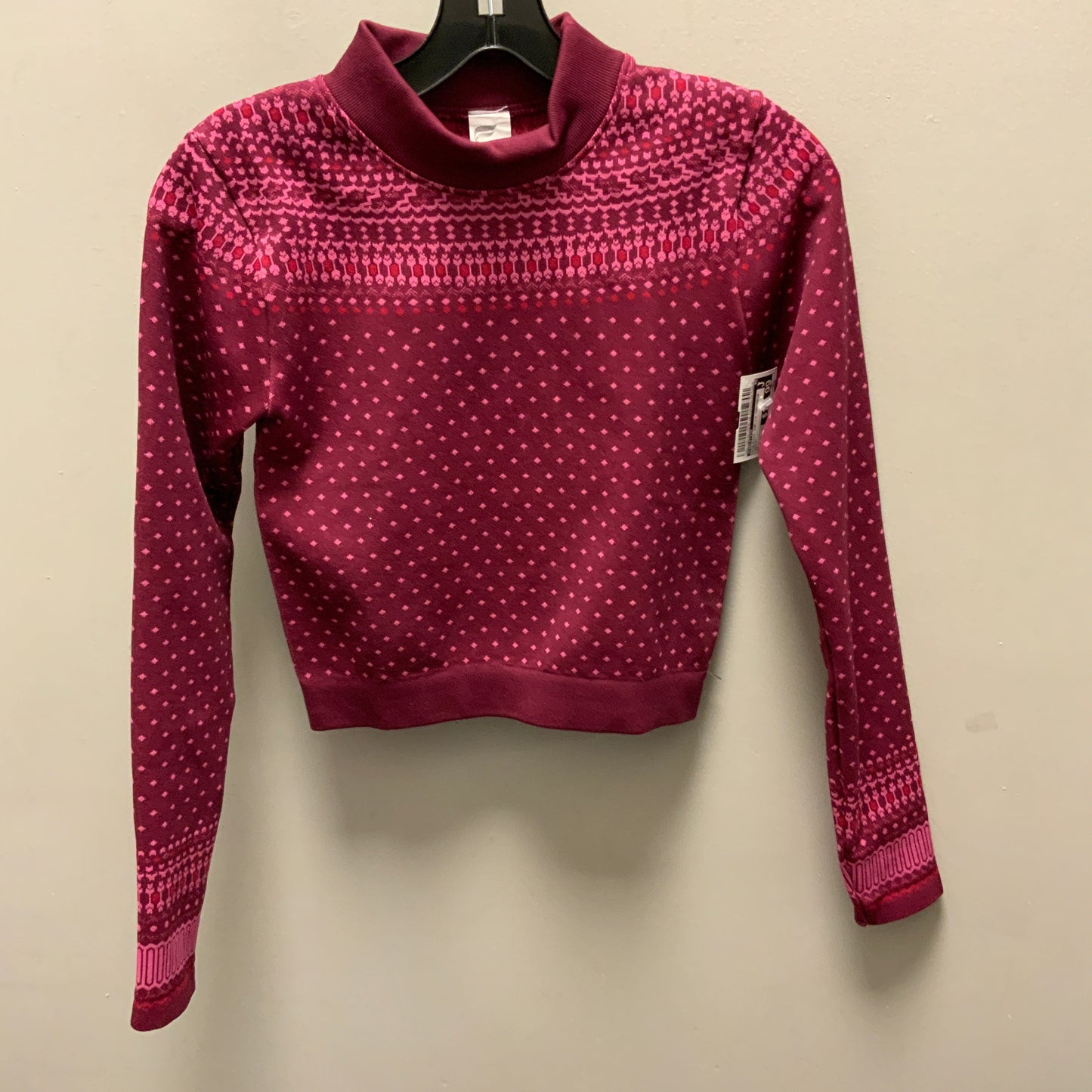 Athletic Top Long Sleeve Crewneck By Fabletics In Maroon, Size: Xs