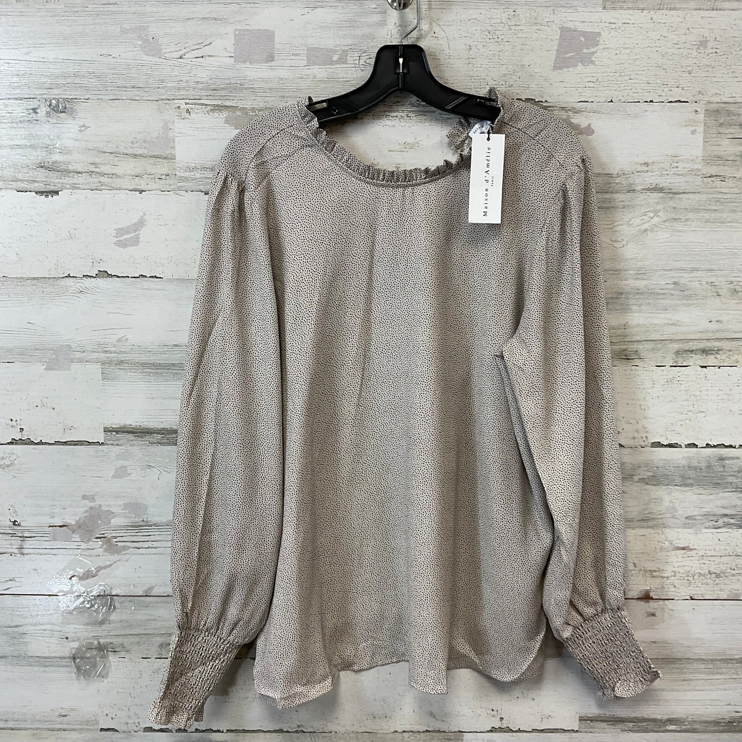 Blouse Long Sleeve By MAISON DEAMELIE In Tan, Size: Xl