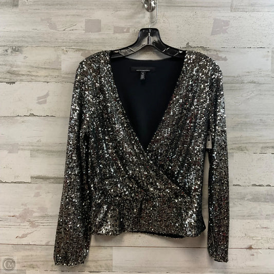Blouse Long Sleeve By White House Black Market In Black & Silver, Size: Xs