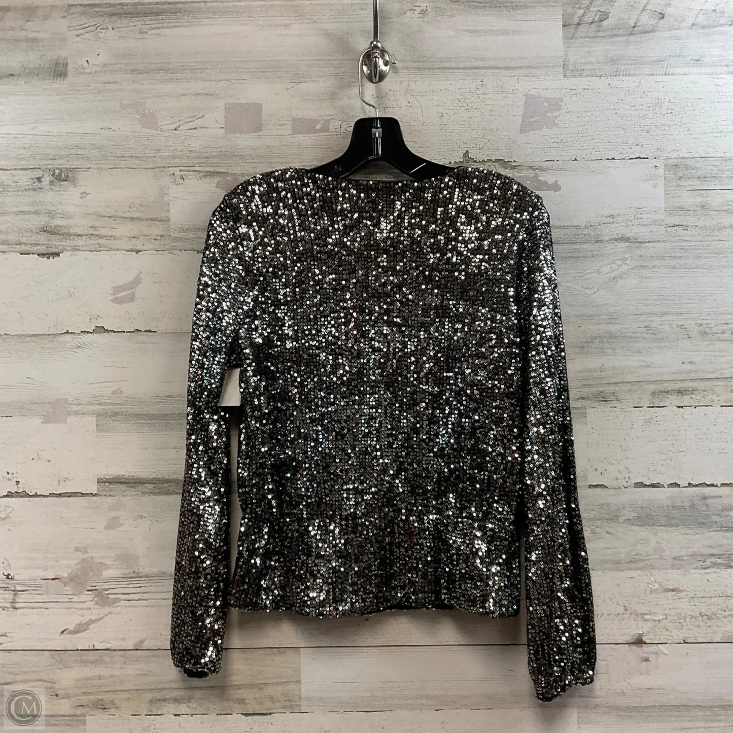 Blouse Long Sleeve By White House Black Market In Black & Silver, Size: Xs