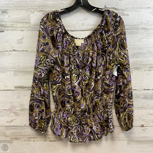 Blouse 3/4 Sleeve By Michael By Michael Kors In Purple, Size: Lp