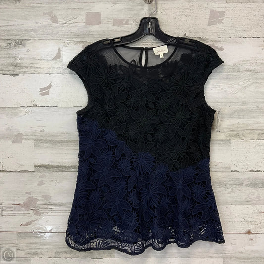 Blouse Sleeveless By Deletta In Black & Blue, Size: S
