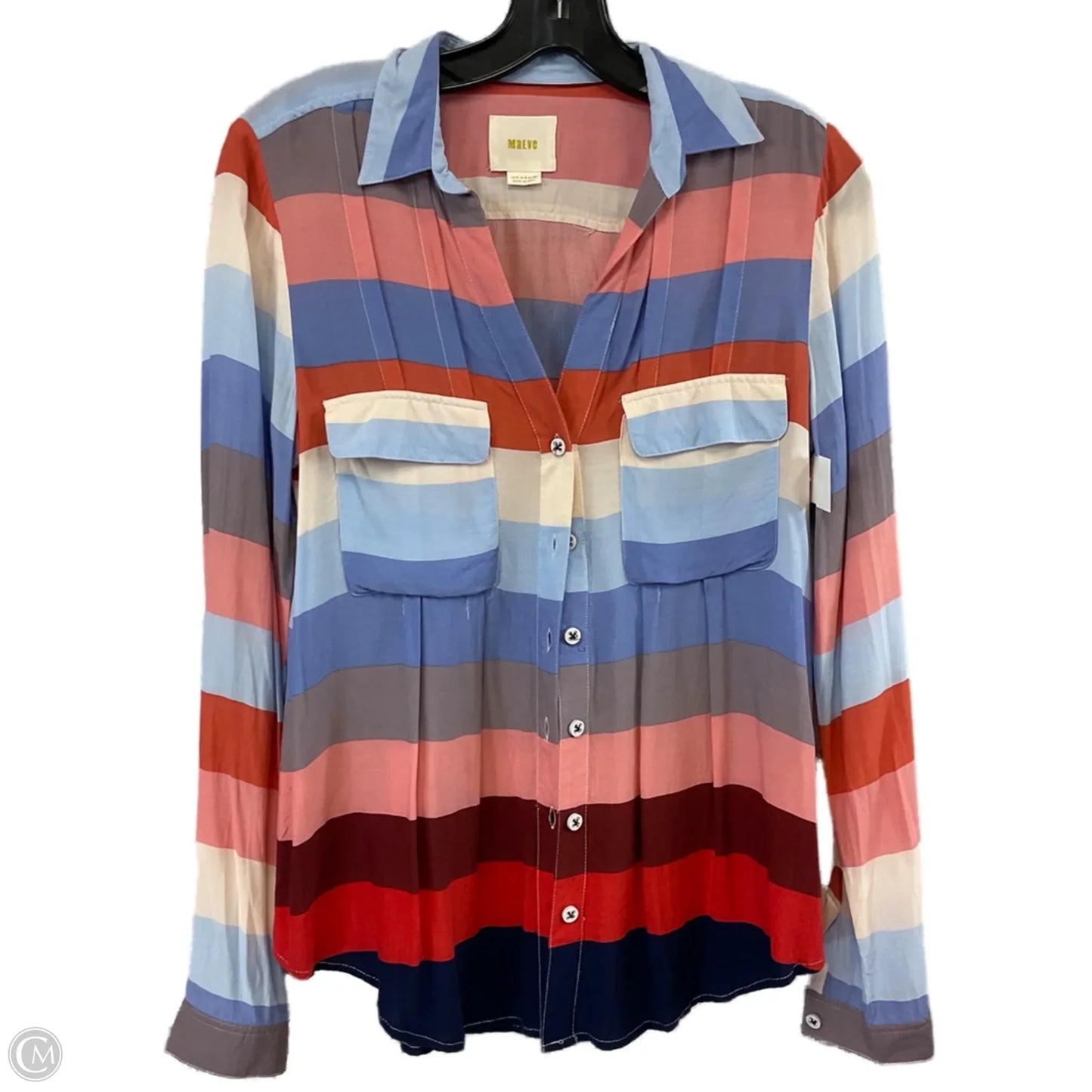 Blouse Long Sleeve By Maeve In Blue, Size: S