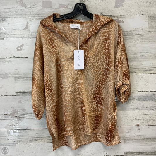 Blouse Short Sleeve By ADRIENNE In Brown, Size: L