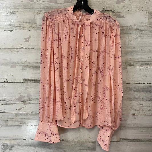 Blouse Long Sleeve By Free People In Pink, Size: L