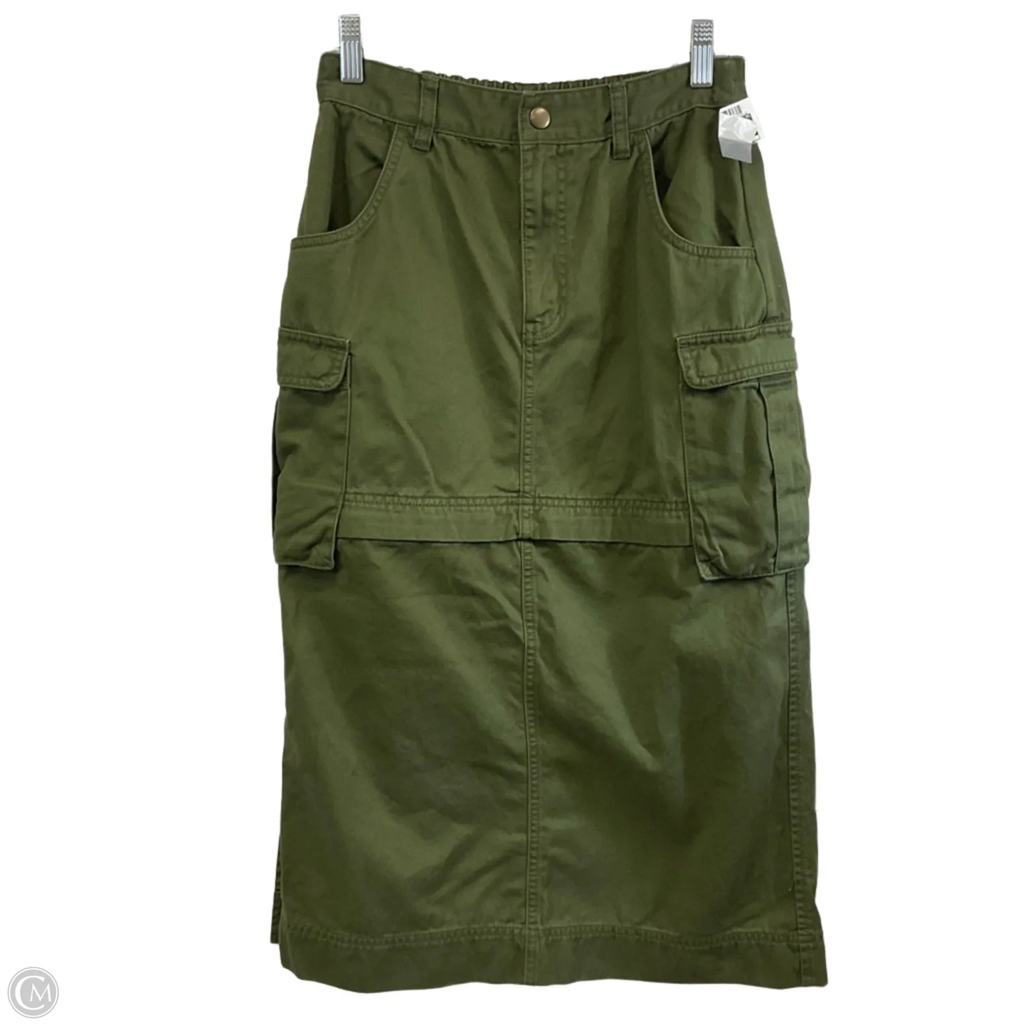 Skirt Midi By Madewell In Green Denim, Size: Xs