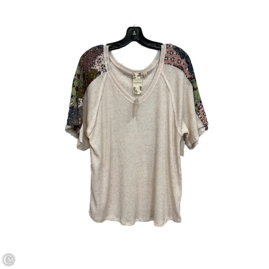 Top Short Sleeve By Blu Pepper In Brown, Size: L