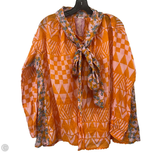Blouse Long Sleeve By YVONNE In Orange, Size: S