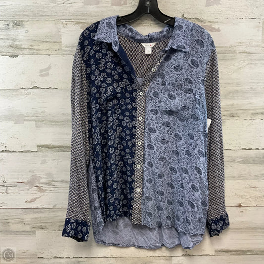 Blouse Long Sleeve By Intro In Blue, Size: L