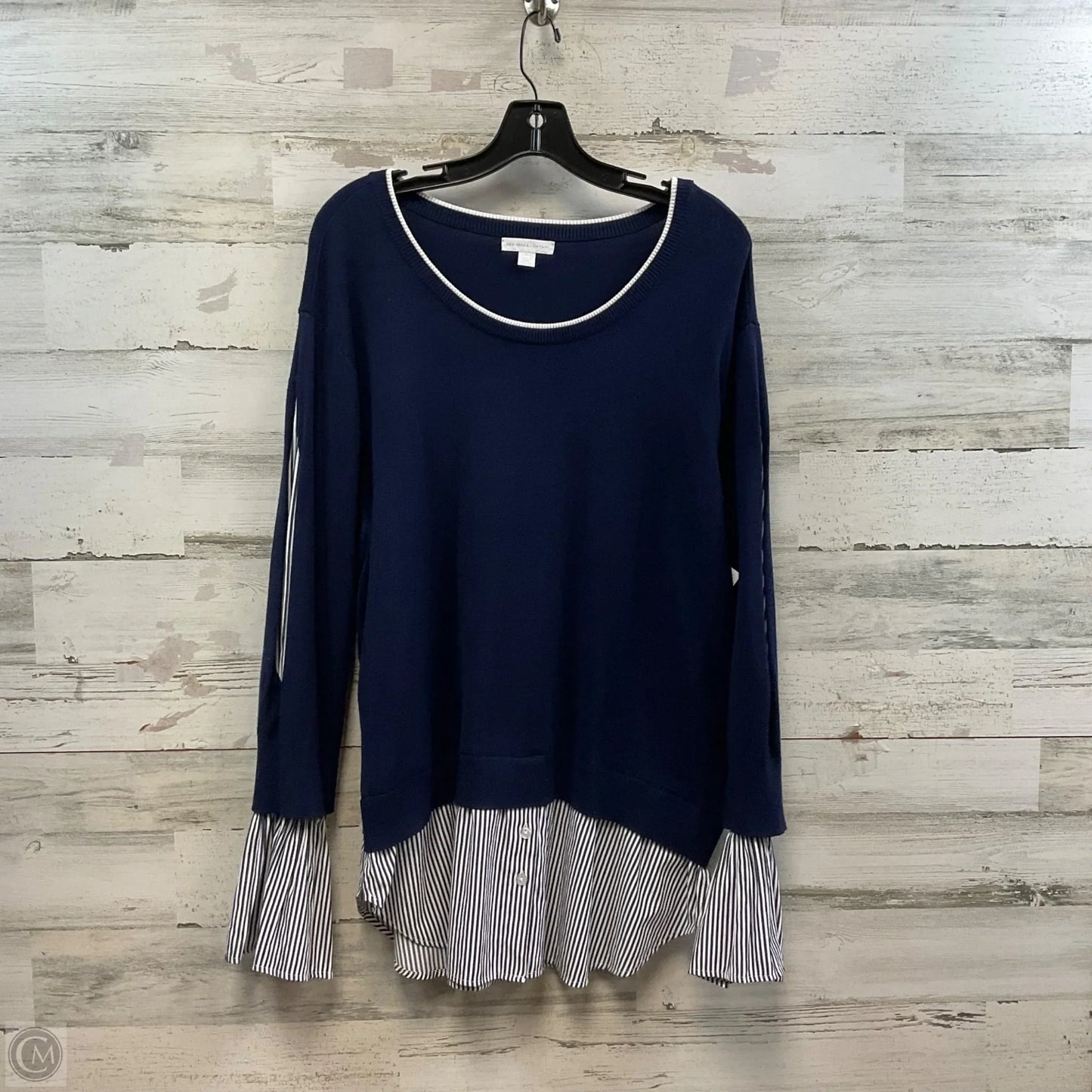 Blouse Long Sleeve By New York And Co In Blue, Size: Xl