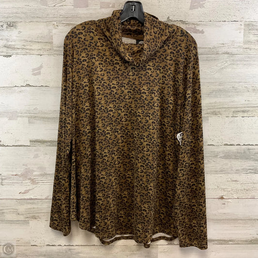 Top Long Sleeve By Bobeau In Brown, Size: 3x