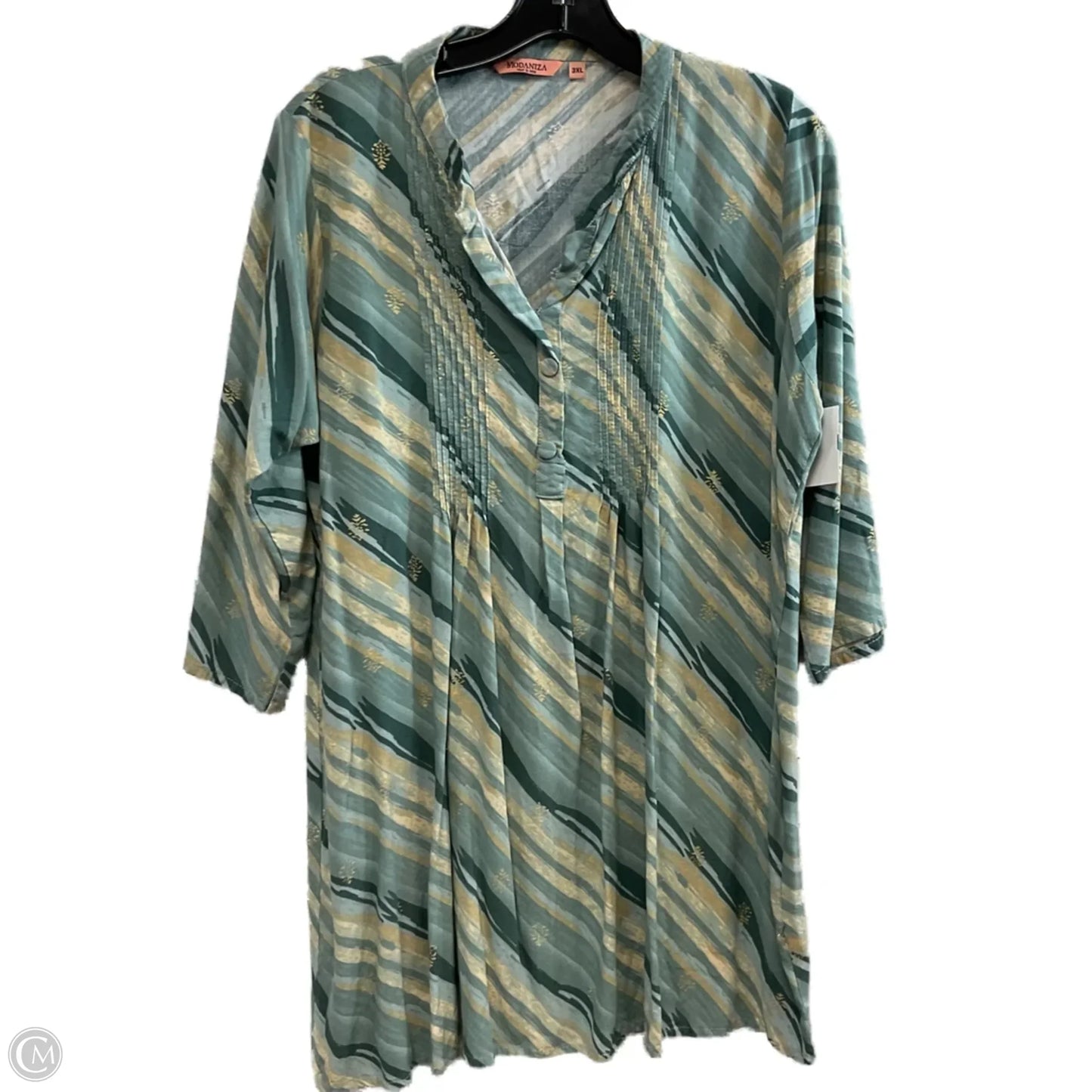 Top 3/4 Sleeve By MODANZIA In Blue, Size: 3x