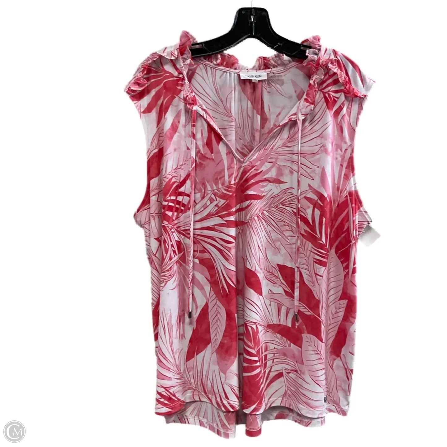 Blouse Sleeveless By Calvin Klein In Red, Size: 1x