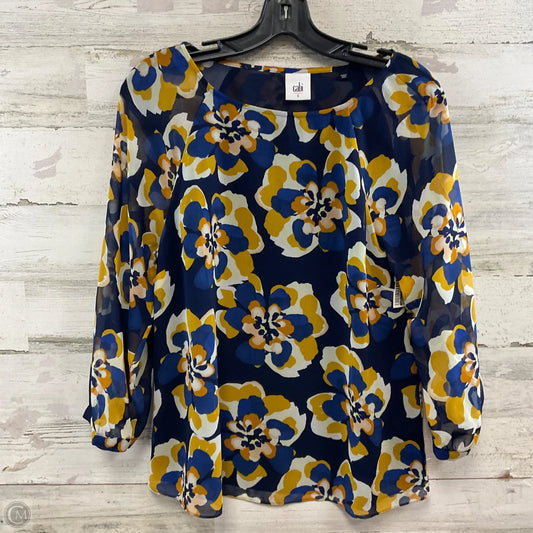 Blouse 3/4 Sleeve By Cabi In Blue & Yellow, Size: S