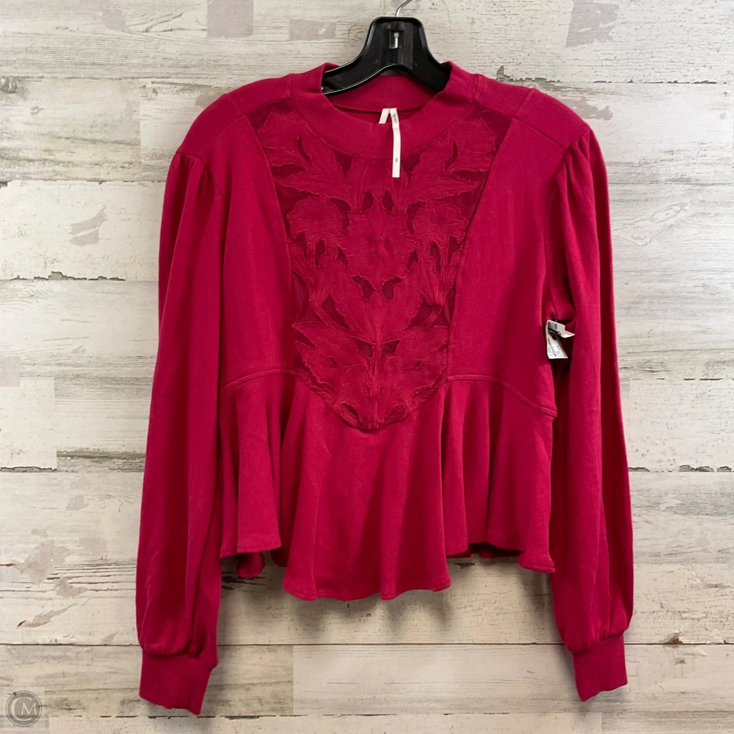 Top Long Sleeve By Anthropologie In Red, Size: Xxs