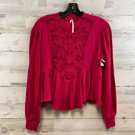 Top Long Sleeve By Anthropologie In Red, Size: Xxs
