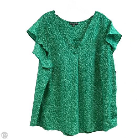 Blouse Short Sleeve By Adrianna Papell In Green, Size: 3x