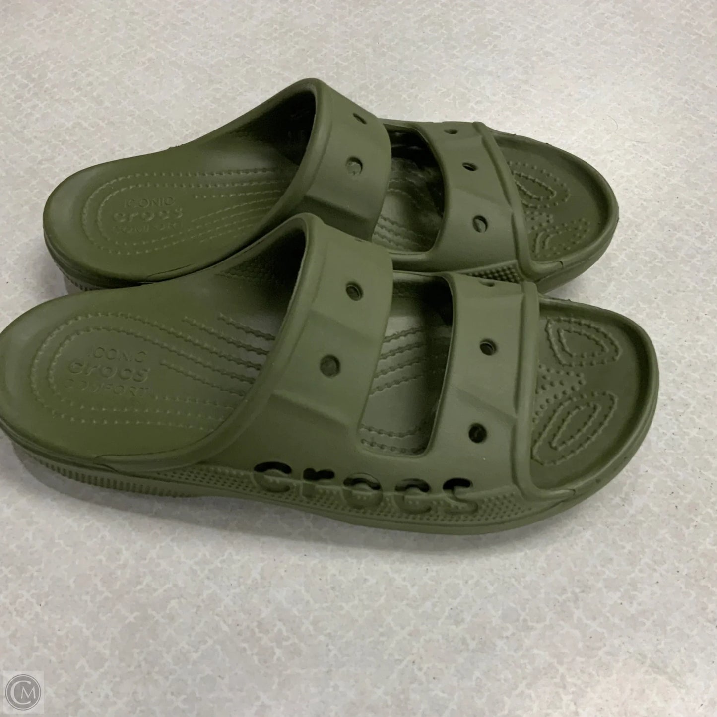 Sandals Flats By Crocs In Green, Size: 8