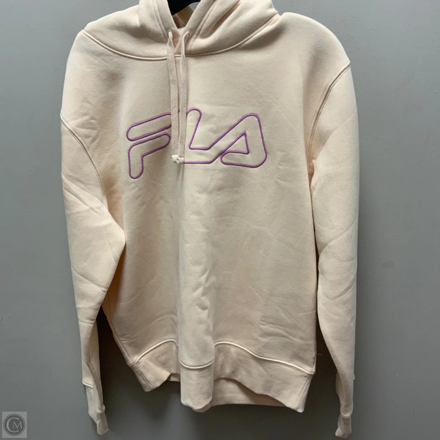 Athletic Sweatshirt Hoodie By Fila In Cream, Size: L