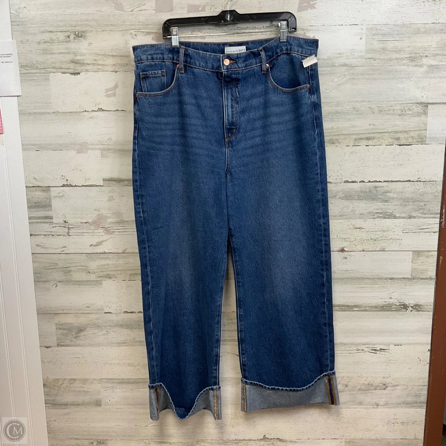 Jeans Wide Leg By Loft In Blue Denim, Size: 16