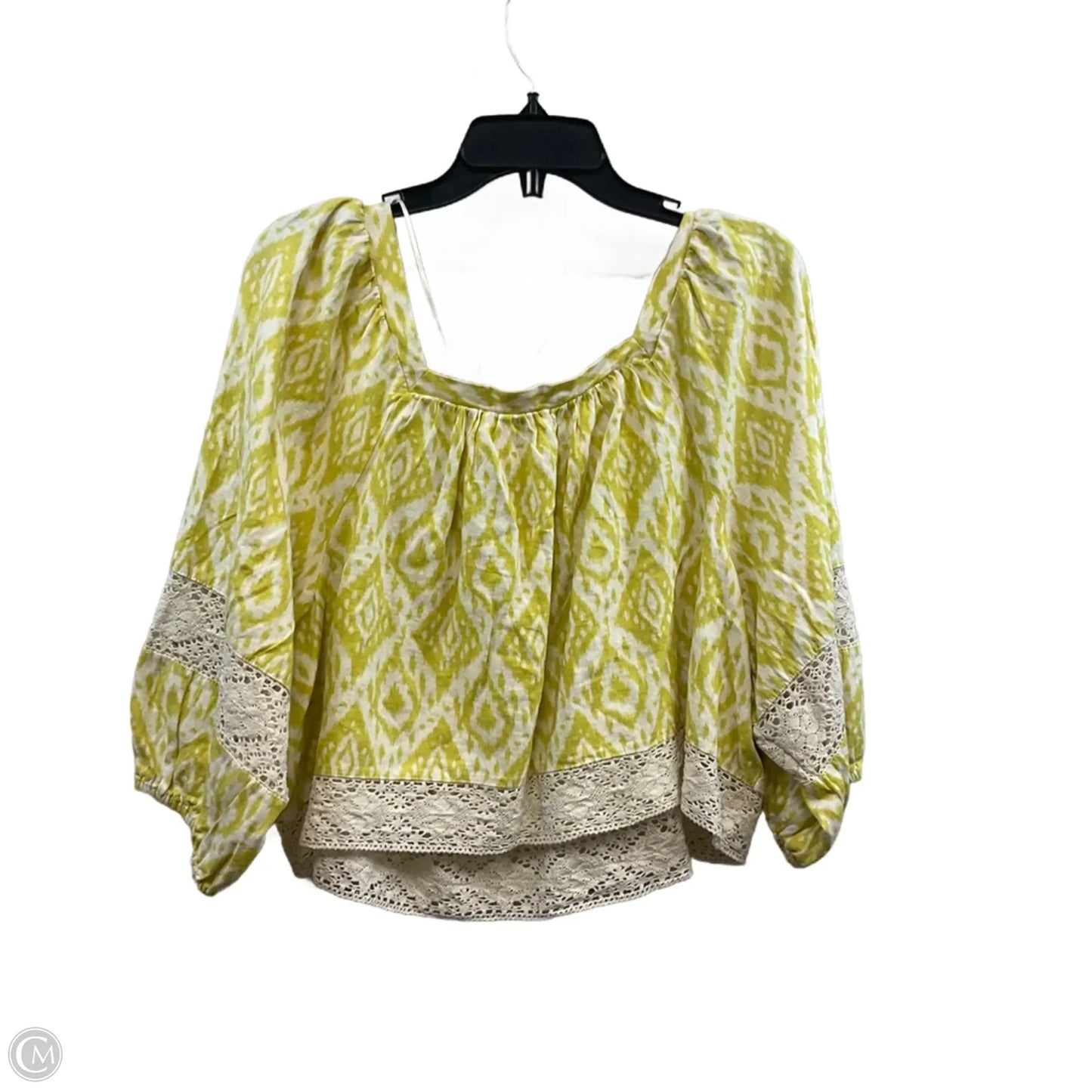 Blouse 3/4 Sleeve By Calligraphie In Green, Size: Xl