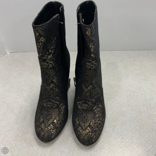 Boots Ankle Heels By Marc Fisher In Black & Gold, Size: 7.5
