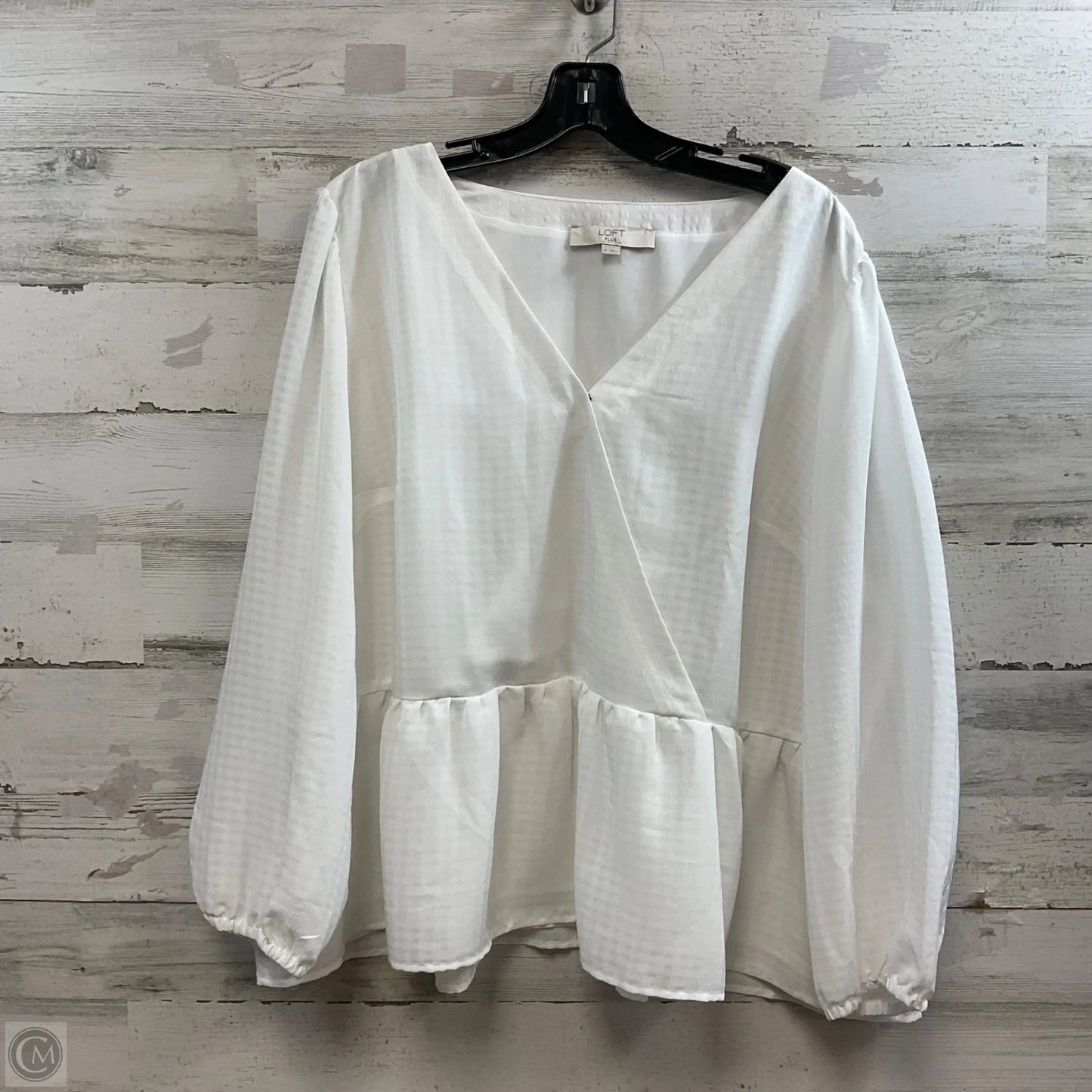 Blouse 3/4 Sleeve By Loft In White, Size: 1x