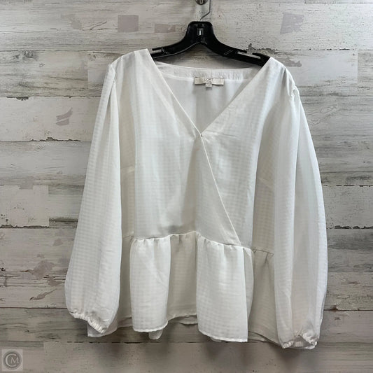 Blouse 3/4 Sleeve By Loft In White, Size: 1x