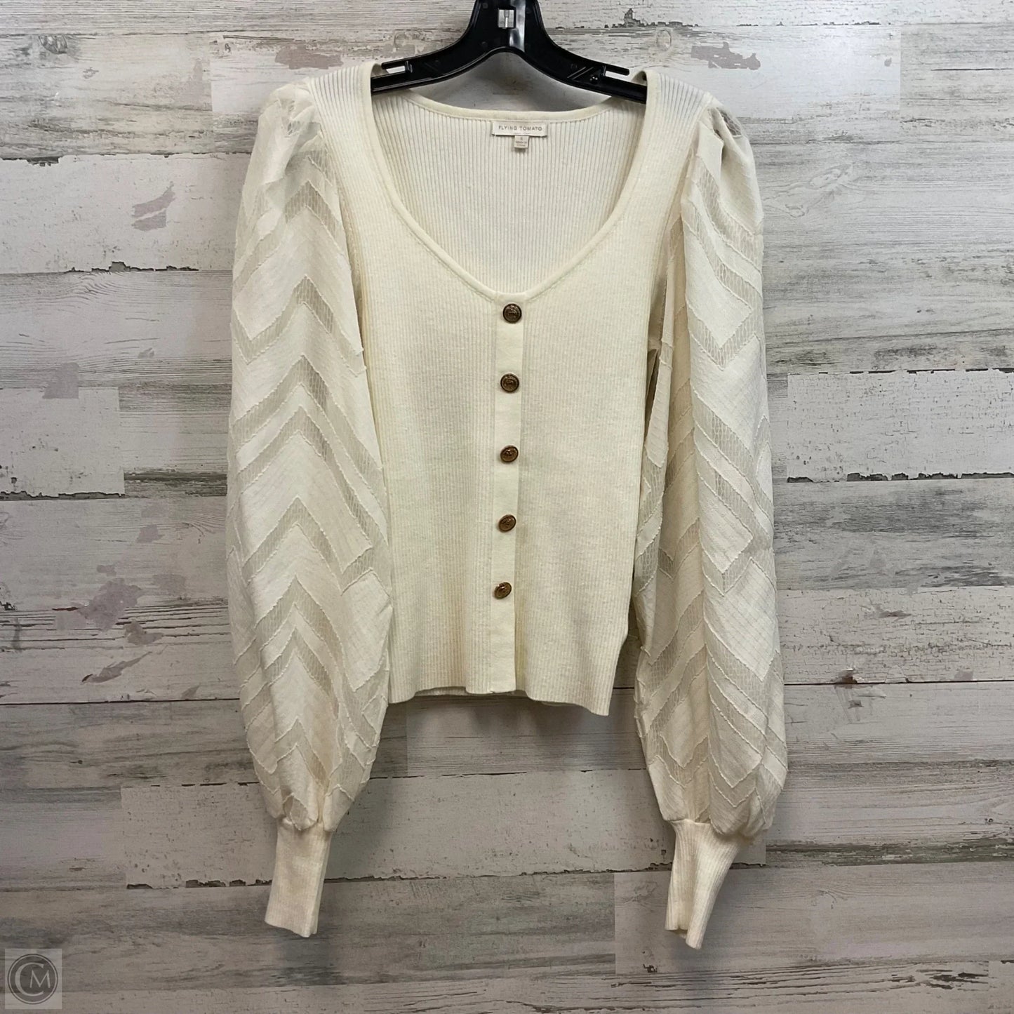 Blouse Long Sleeve By Flying Tomato In Cream, Size: S