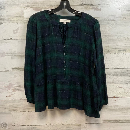 Top Long Sleeve By Loft In Blue & Green, Size: M