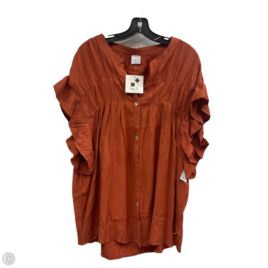 Blouse Short Sleeve By Clothes Mentor In Brown, Size: 3x