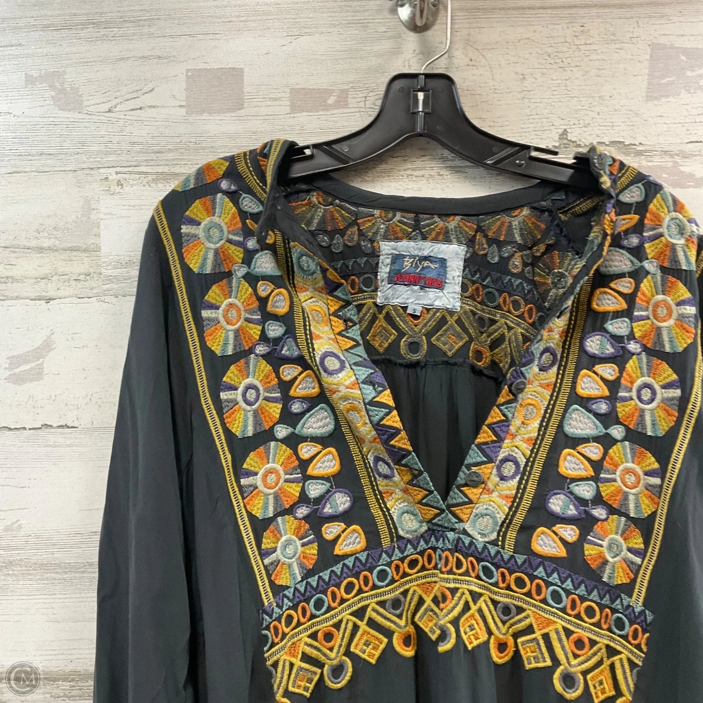 Tunic Long Sleeve By Johnny Was In Grey, Size: S