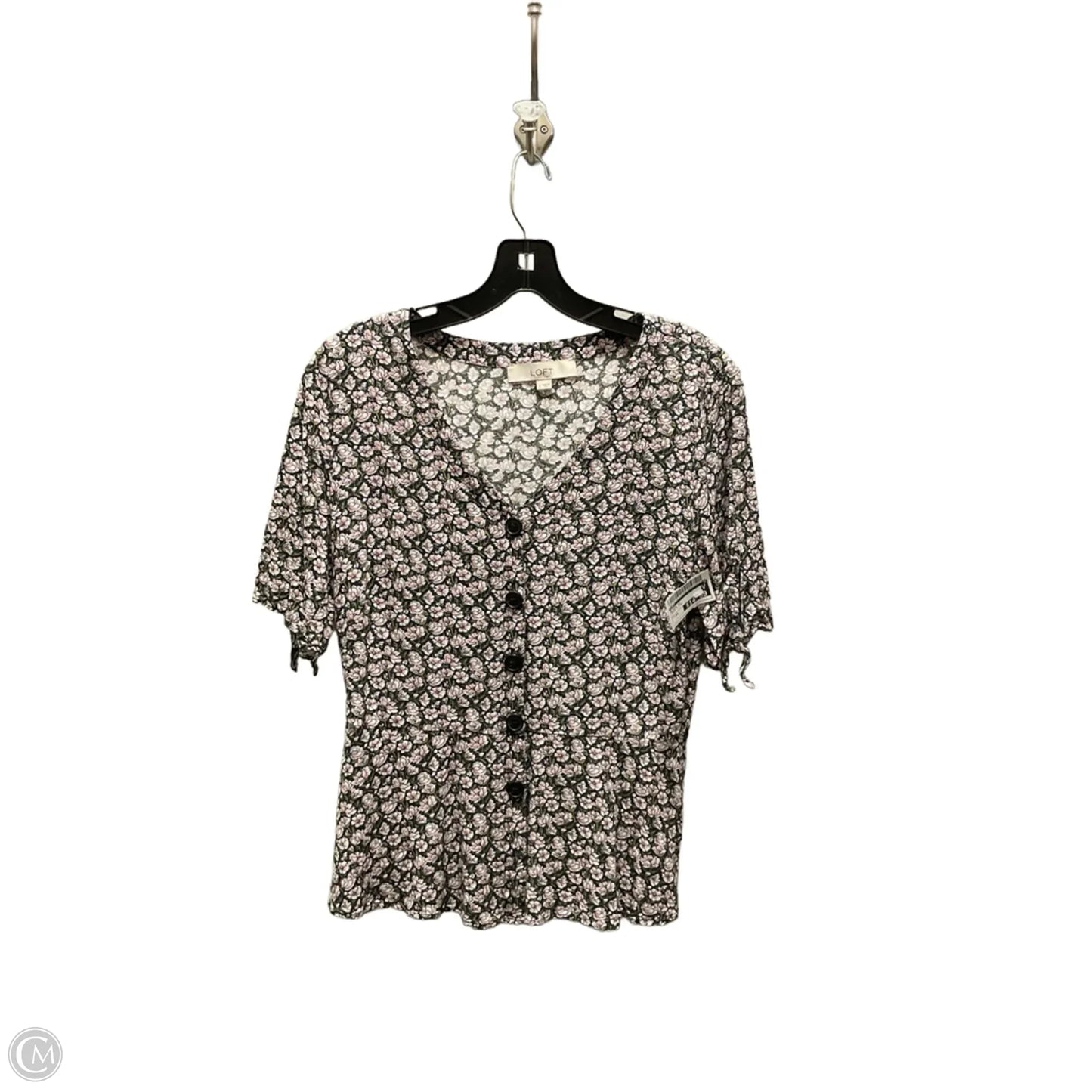 Blouse Short Sleeve By Loft In Green & Pink, Size: Xs