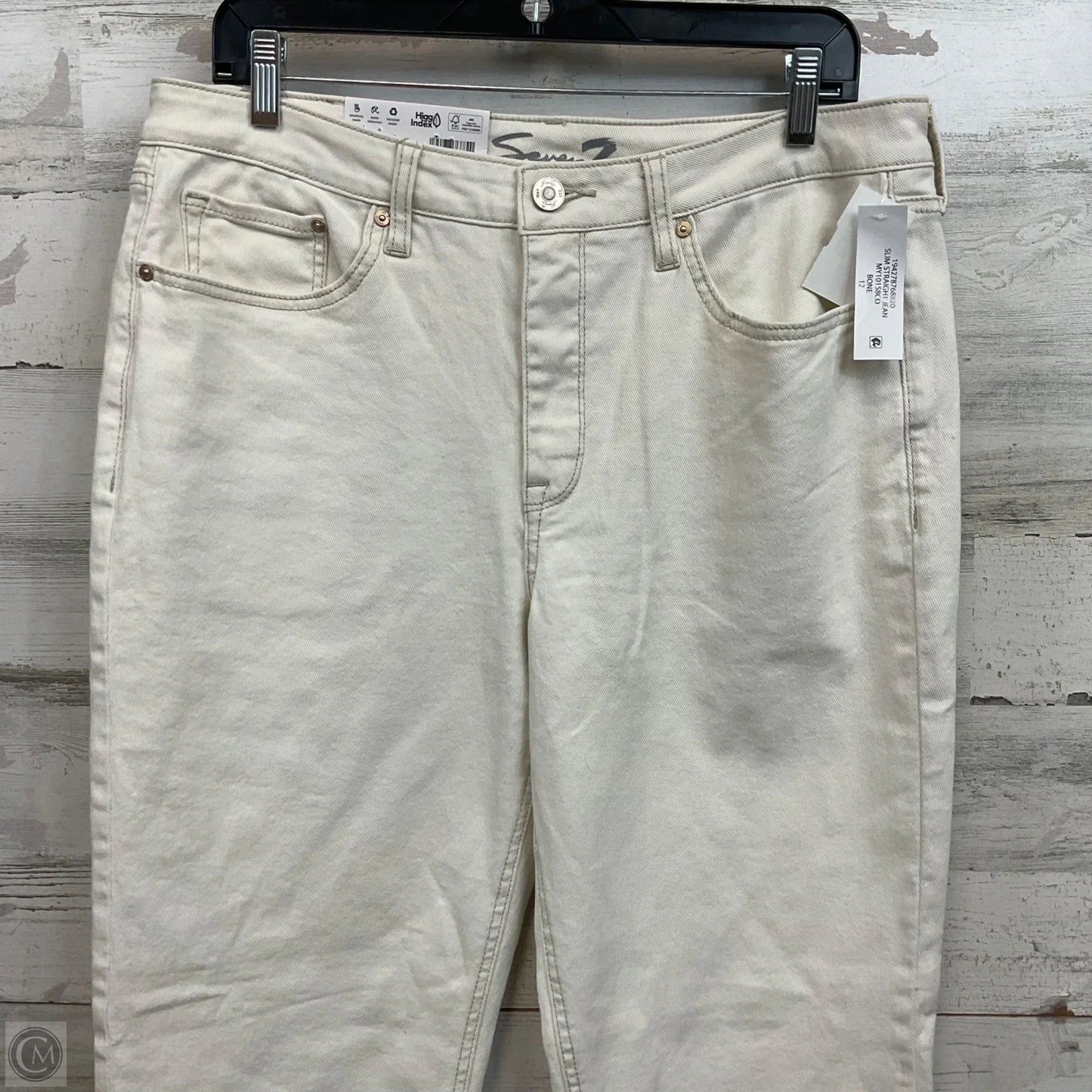 Jeans Straight By Seven 7 In Cream Denim, Size: 12