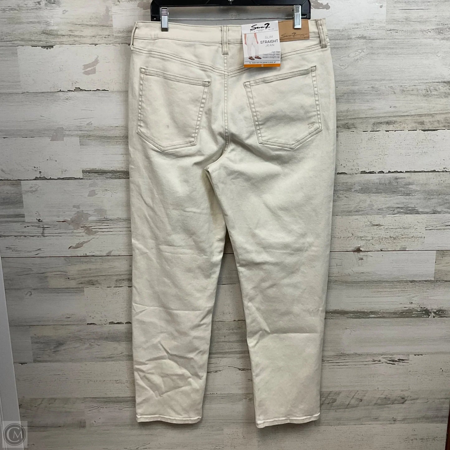 Jeans Straight By Seven 7 In Cream Denim, Size: 12