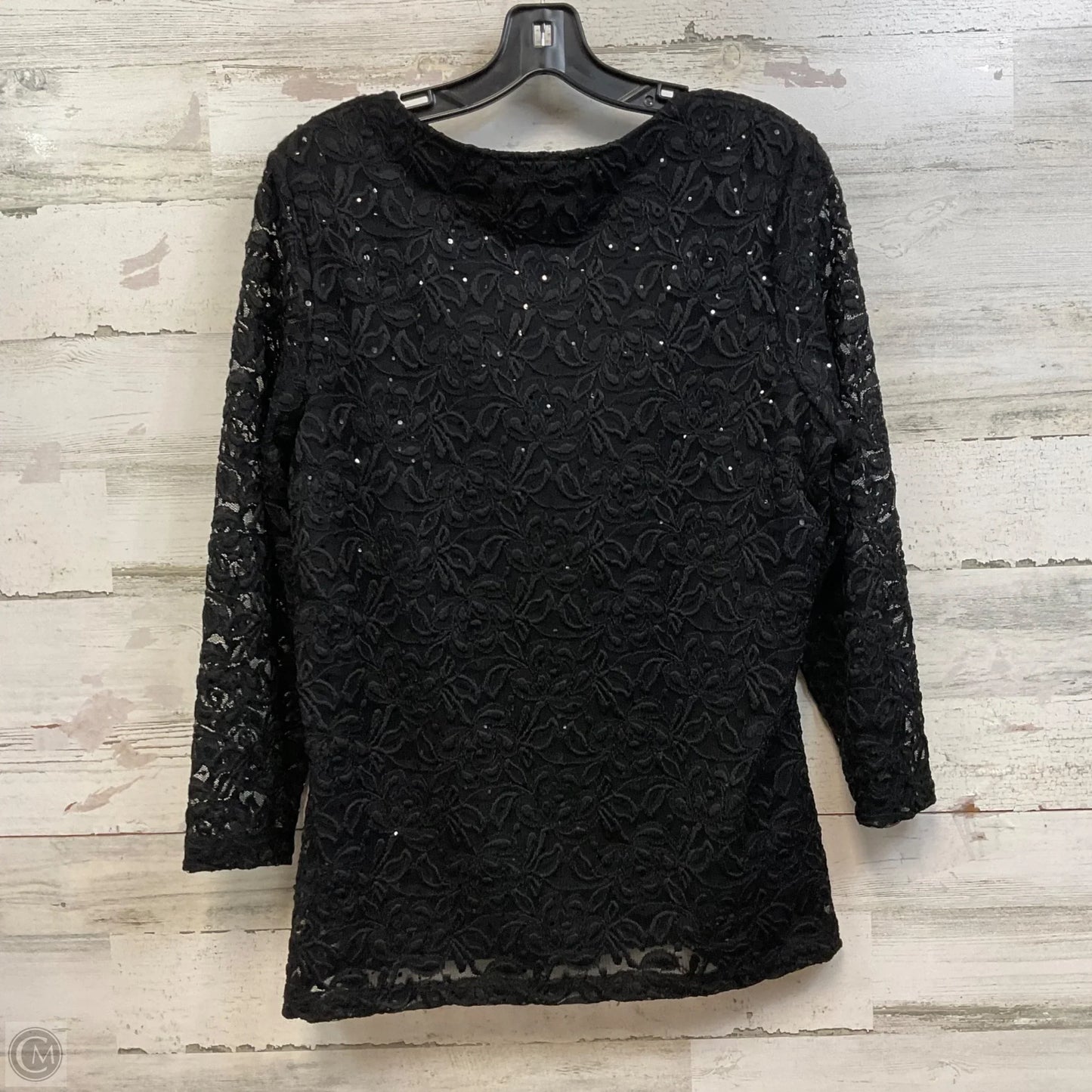 Blouse Long Sleeve By Alex Marie In Black, Size: L